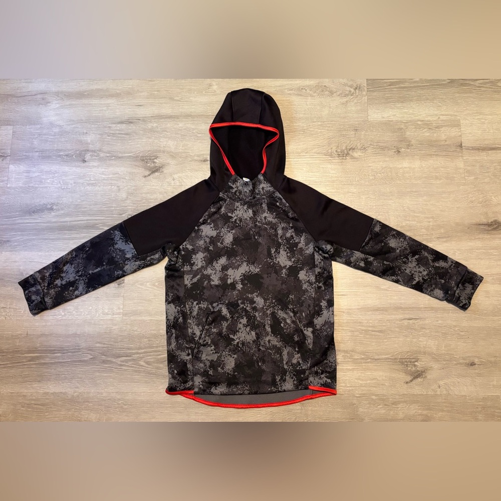 Boy’s Never Not Hustling Black Camo Hooded Sweatshirt L